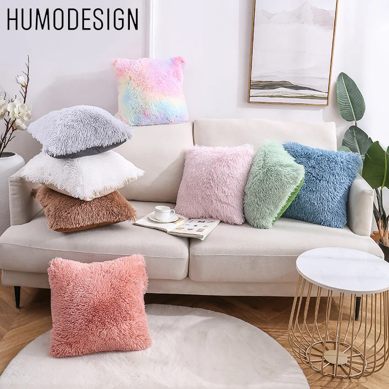 

2Pcs Pure Solid Color Plush Pillow Case Home Leisure Comfortable Cushion Cover Pillowcase House Living Sofa Bed Room дакимакура