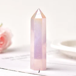 Natural Healing Crystal Point Wand Set - 36 Vibrant Colors of Polished Stone Towers for Energy, Meditation, and Home Décor (Aura Rose Quartz)