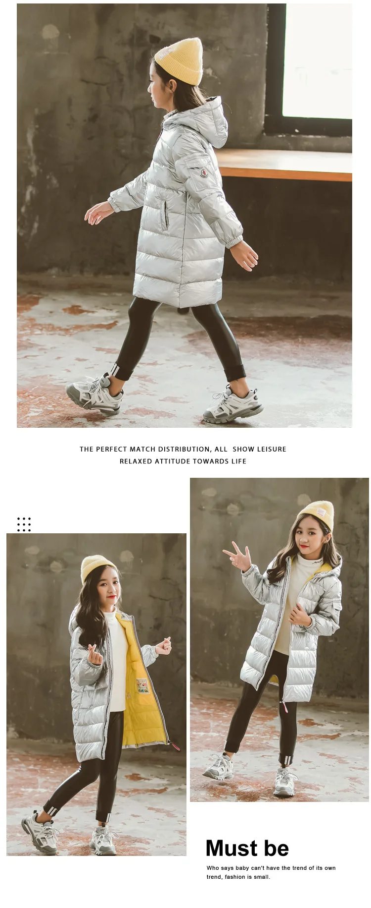 Girls' Down Jacket New Fashion Style Children's Mid Long Thick Coat In Autumn and Winter Girl Winter Jacket