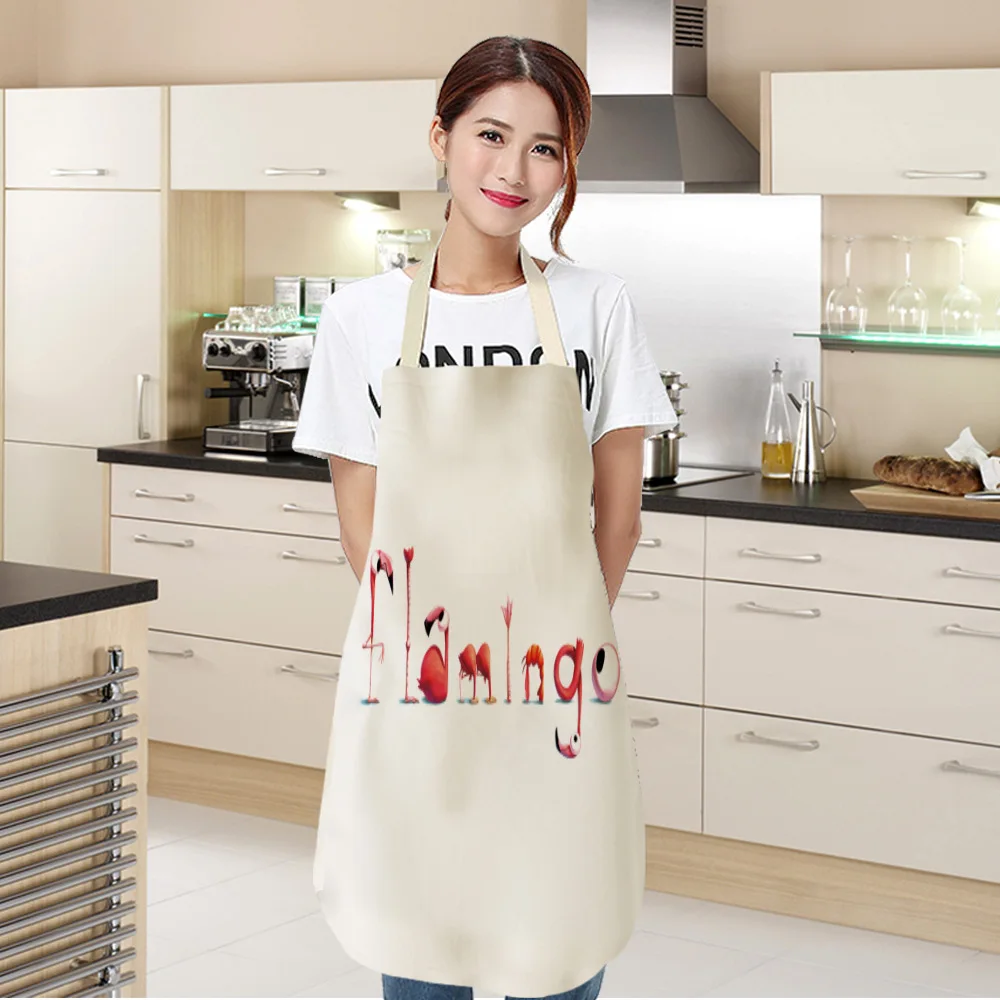 Antifouling Kitchen Apron Flamingo Printed Cotton Linen Sleeveless man women Chef Cooking Aprons Kitchen accessories 68*55cm 027