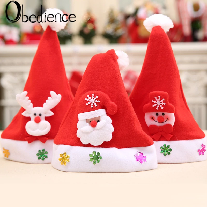

Christmas children's caps Christmas gifts Christmas decals cartoon caps children's caps Christmas Hats Thick Santa