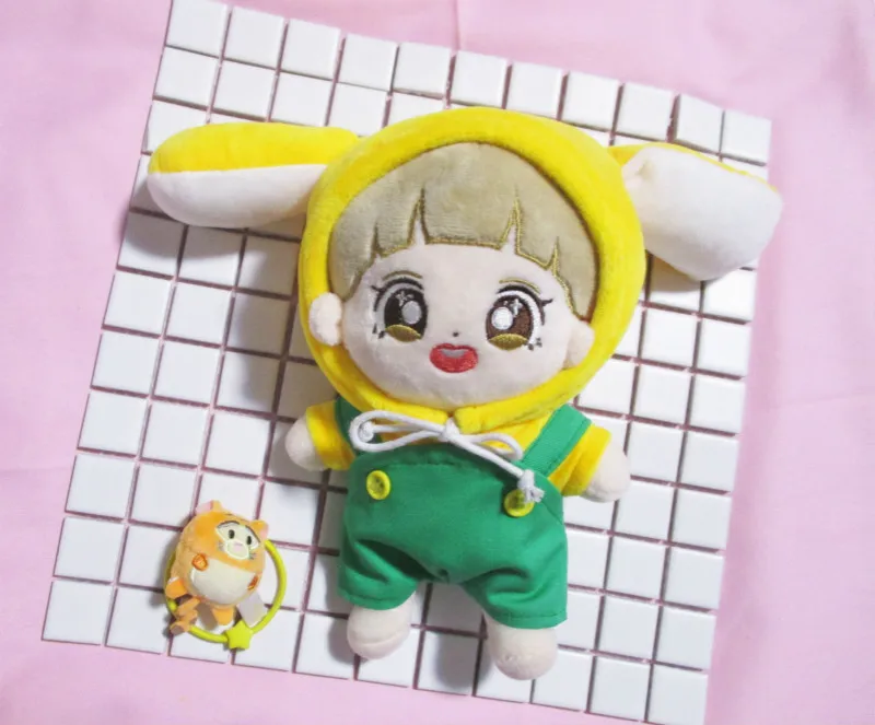 [MYKPOP] Одежда и аксессуары для кукол KPOP: толстовка с капюшоном и изображением кролика+ комбинезон, комплект из 2 предметов для кукол 20 см SA19102913 - Цвет: 10-20cm-2pcs(nodoll)