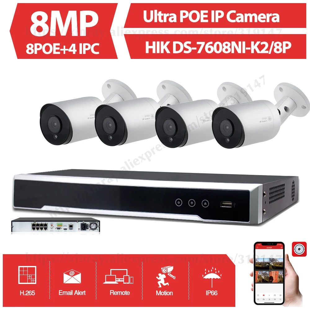 Новый комплект 8CH CCTV системы Ultra 8MP наружная камера безопасности POE с Hikvision 8 NVR