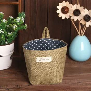 

Polka Dot Small Storage Sack Cloth Hanging Non Woven Storage Basket Eco Friendly bolsas ecologicas reutilizables 14*12.5CM