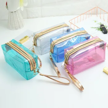 

Women Laser Cosmetic Bag PVC Octagonal Transparent Wash Bag Multifunctional Waterproof Travel Storage Makeup Bags