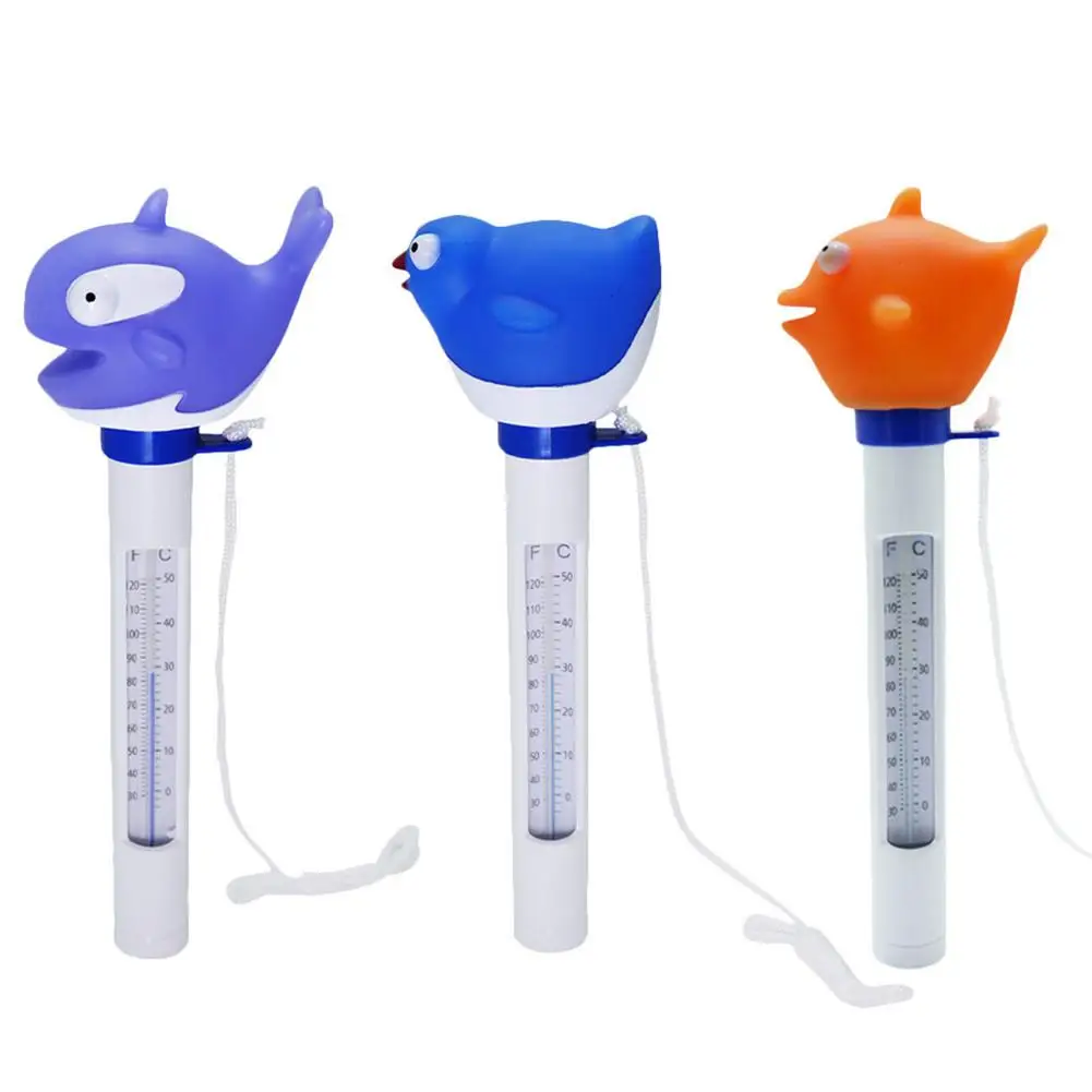 Floating Pool Thermometer Shatter Resistant Meter with String Cartoon Animals Spa Hot Tubs Water Temperature Tester Tool | Дом и сад