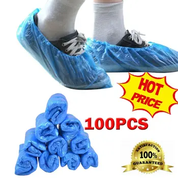 

Brand New 100PCS Disposable BLUE Plastic Over Shoes / Shoe Boot Covers Carpet Protectors Anti Virus