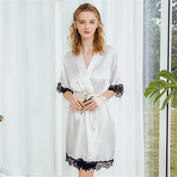 

White nightgown lace cuffs nightgown rayon ladies casual nightgown sexy temptation home service net red hot sale халатик женский