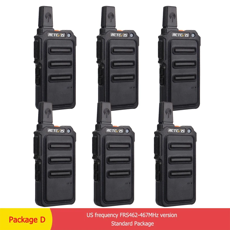 Package D RETEVIS RT19/RT619 Walkie Talkie 6 шт. PMR радио FRS/PMR446 VOX скремблер частота прыжка двухстороннее радио приемопередатчик Comunicador - Цвет: Package D