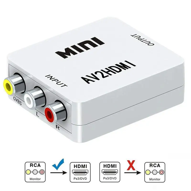 AV/RCA CVBS To HDMI-compatibe Adapter 1080P Video Converter MINI AV2HDMI-compatible Box For HDTV Projector | Электроника