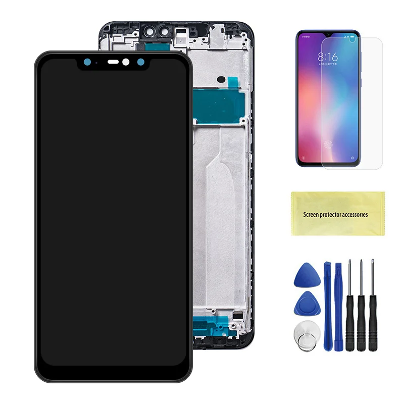 Black With Frame 6,26 ''ЖК-дисплей для Xiaomi Redmi Note 6 Pro, ЖК-дисплей с рамкой, сенсорный экран, дигитайзер для ЖК-дисплея Redmi Note6 Pro в сборе - Цвет: Black With Frame