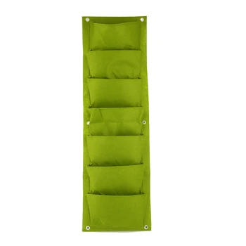 

96*30cm Green Vertical Garden Planter Wall-mounted Planting Flower Grow Bag 7 Pocket Vegetable Living Garden Bag Home Supplies
