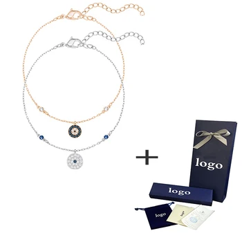 

SWA 2019 Fashion Crystal Blessing Evil Eye Bracelet Set Romantic Simple Ladies Ornaments Send Couple Anniversary Gift