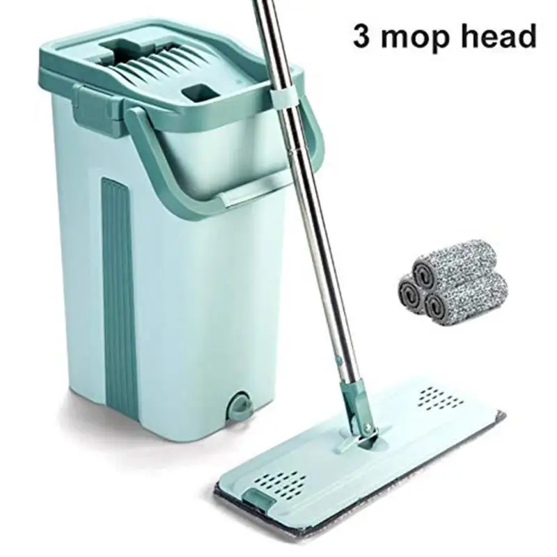 4 mop head Вращающийся набор швабры 2 в 1 моющий сушильный очиститель для пола ручная мойка сухой влажный амфибия бытовые чистящие инструменты - Цвет: 4 mop head