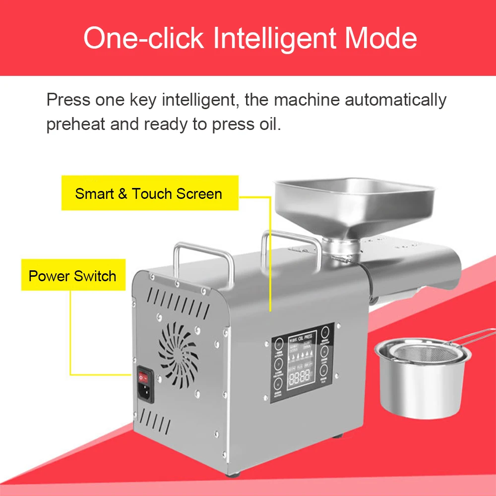 Оборудование для бизнеса, пресс для масла, машина для холодного отжима масла, машина для отжима масла, умный сенсорный ЖК-пресс для оливкового масла