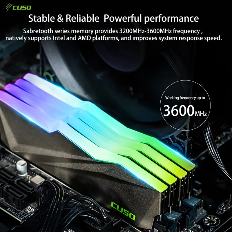 Memória do Jogo do Desktop do Dimm da Memória do Rgb da Série do Dente de Sabre da Memória do Ram 8gbx2 3200mhz 3600mhz de Cuso Ddr4 - Imagem 6