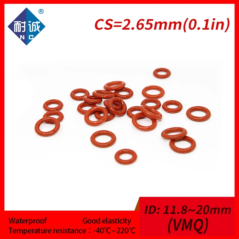 

5PCS/lot Silicone rubber oring red VMQ CS 2.65mm ID11.8/12.5/13.2/14/15/17/18/19/20mm O Ring Gasket Silicone O-ring waterproof