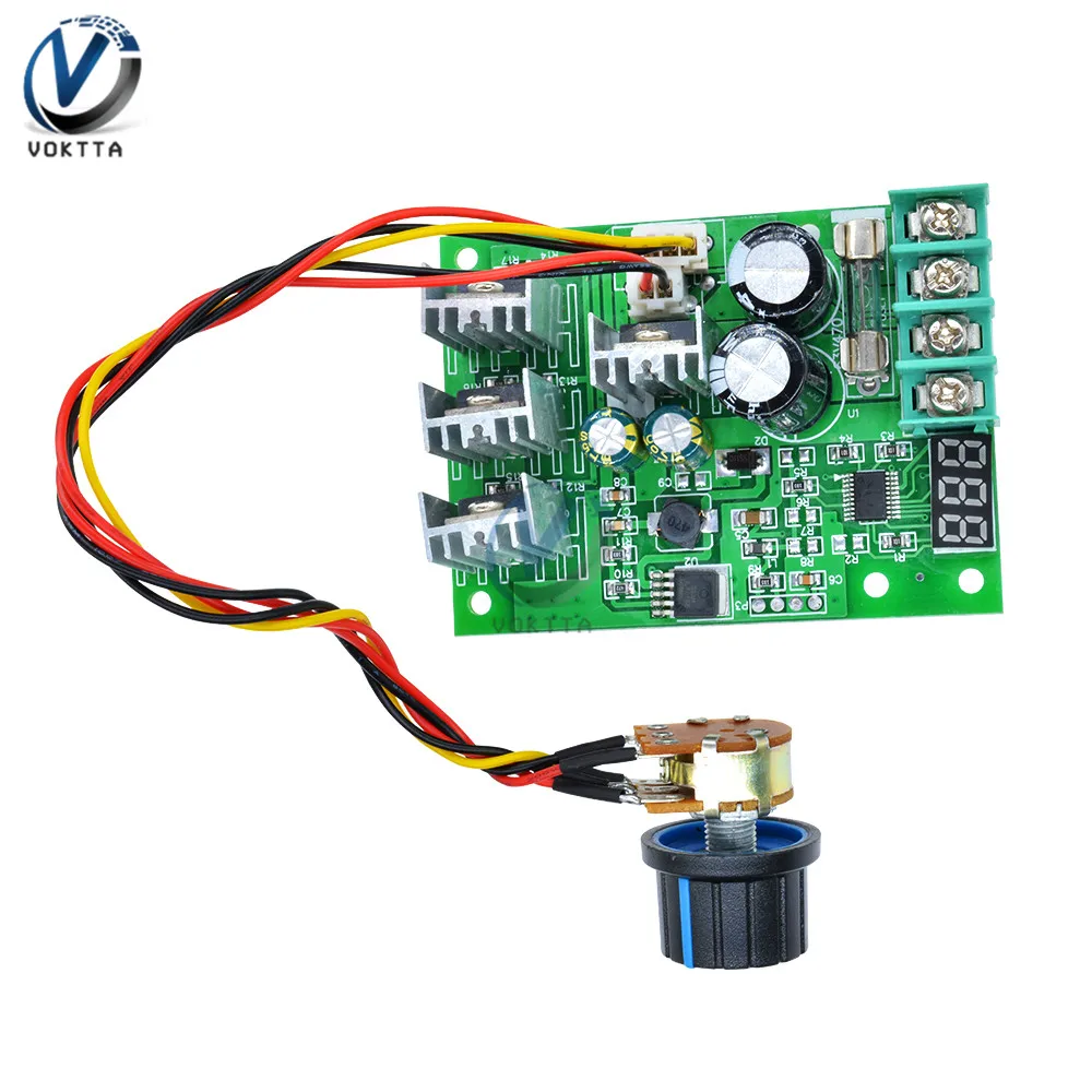 С источником питания от постоянного тока, 6-60V 30A регулируемый светодиодный цифровой электродвигательного привода Модуль pwm контроллер скорости двигателя постоянного тока Управление 12V 24V 36V