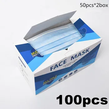 

100/200/300 pcs Disposable Mask 3 Layers Earloops Filter Masks Breathing Safety Mouth Masks mascarillas 1pcs Blue Face Mask