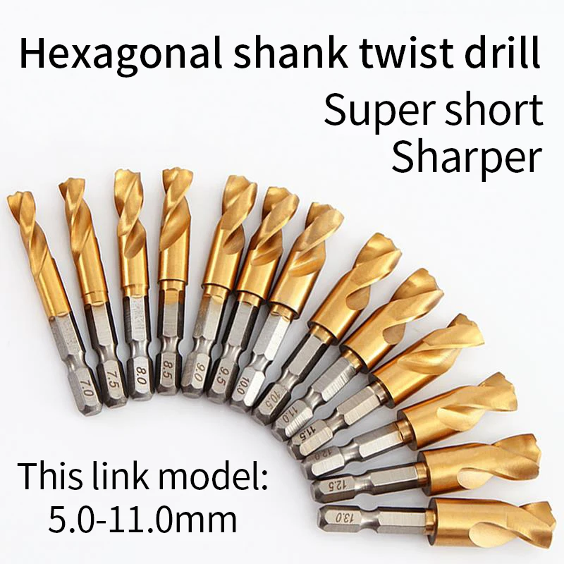 Ferro Di Angolo Piatto In Acciaio Inox Speciale Twist Drill Bit Esagonale Da 1/4 Pollici Gambo Q Tipo Ultra Short Twist Drill Hole 1.5-13 Millimetri