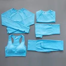 

5 Piece Yoga Clothing Sport Suits Women Sports Outfit Fitness Shorts Sets Short Sleeve Workout Sportswear Seamless Gym Clothes