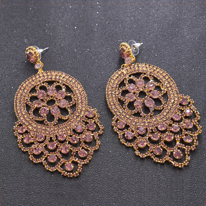 Женские серьги подвески с аметистом изысканный светильник золотые в форме