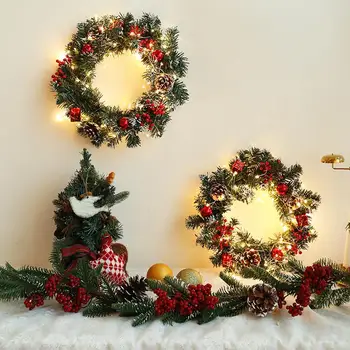

LED Christmas Wreath Light String Front Door Hanging Garland Holiday Home Decorations