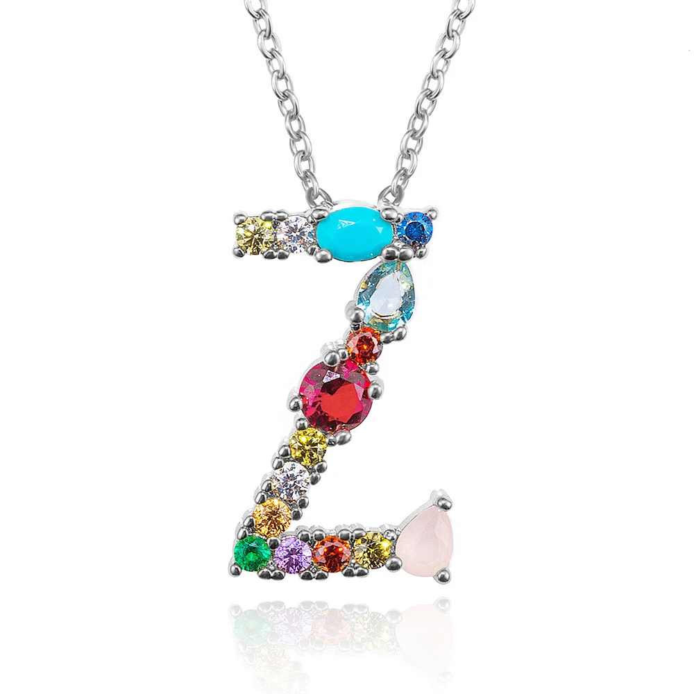 

Letter Necklace Silver Jewelry Multicolor Necklace Personality Letter Necklace Name Jewelry Female Accessories Girlfriend Gift