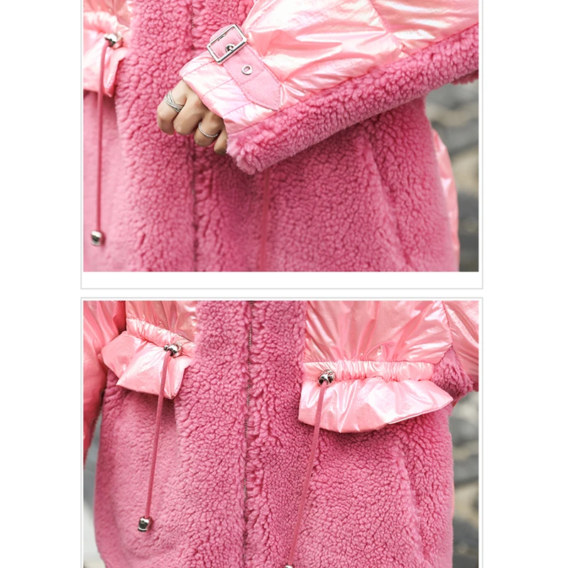 Fashion Winter Big Fur Collar Cotton Jacket Women Parka Korean Warm Patchwork Outerwear Hooded Coat Cloak Down Cotton clothing