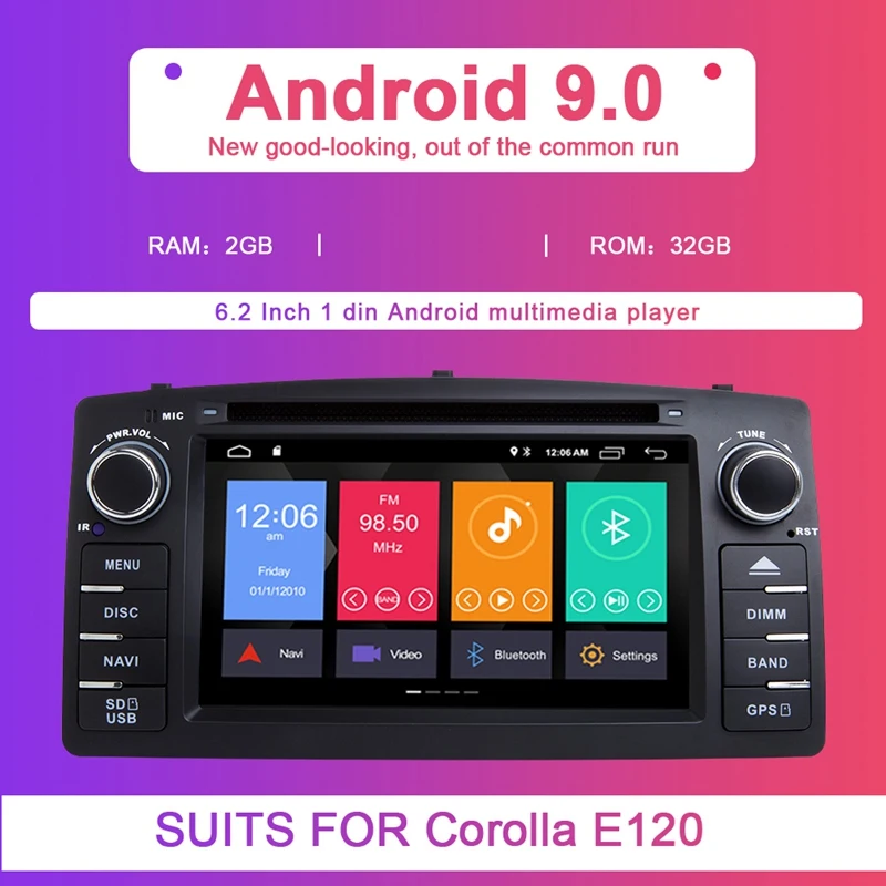 Android 9,0 автомобильный dvd-плеер для Toyota Corolla E120 BYD F3 2 Din Автомобильный мультимедийный Стерео gps Авторадио Навигация(с камерой