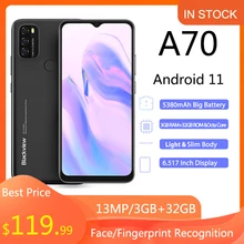 Blackview A70 Smartphone Android 11 6.517 inç ekran Octa çekirdek 3GB RAM + 32GB ROM 5380mAh13MP arka kamera 4G cep telefonu
