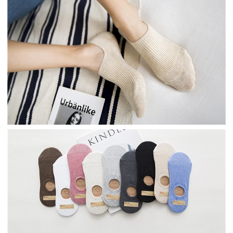 

4 Pair/set Summer Invisible Short Socks Low Cut Boat Socks Silicone Non-slip Ankle Socks Slipper Socks for Women Lady Wholesale