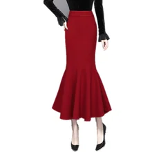 Осенне-зимняя женская юбка с высокой талией, облегающая шерстяная длинная юбка-Русалка