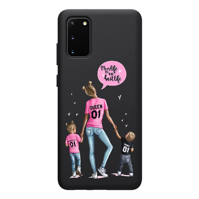 Super Mom Case for Samsung Galaxy S21 A51 S20 A50 A71 A70 A12 A21S S10 S9 S8 A52 A72 S10e Note 20 10 Plus Ultra Lite Black TPU W3592