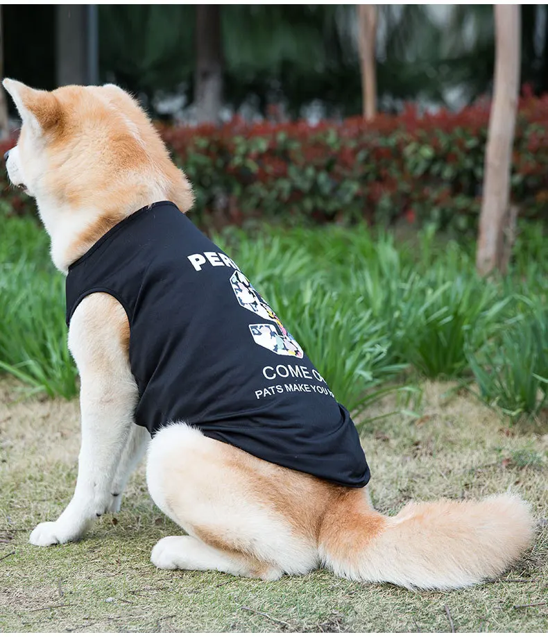 Printed Big Dog I-shaped Vest Medium Large Dog Clothes Golden Retriever Satsuma Pet Feet Spring And Summer Thin Supplies