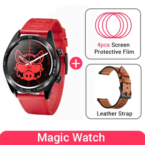 Huawei Honor Watch Magic SmartWatch NFC gps 5ATM водонепроницаемый трекер сердечного ритма трекер сна 7 дней напоминание о сообщениях - Цвет: Red n Films Strap2