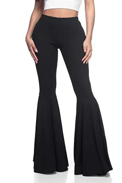 Мода Boho Лето Высокая талия повседневные Модные расклешенные брюки сплошной цвет широкие брюки-клеш женская одежда 2019 Новинка