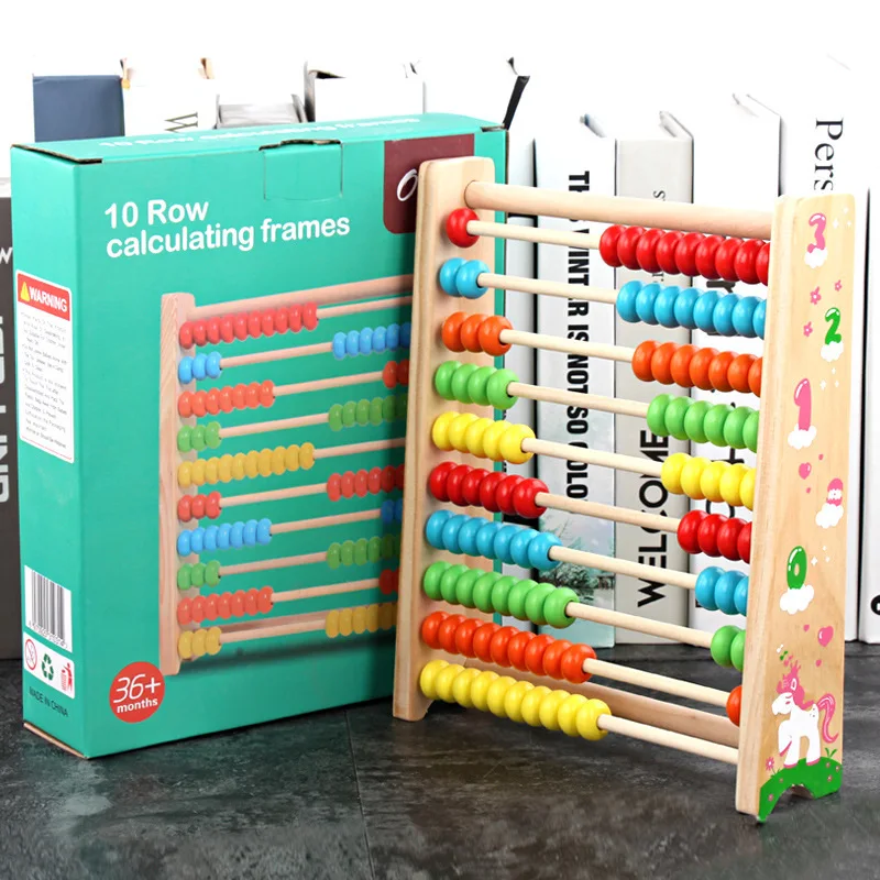 

Colorful with Numbers Calculation Frame Educational Toy Wooden Children Ten Stalls Arithmetic zhu suan jia Kindergarten Early Ed