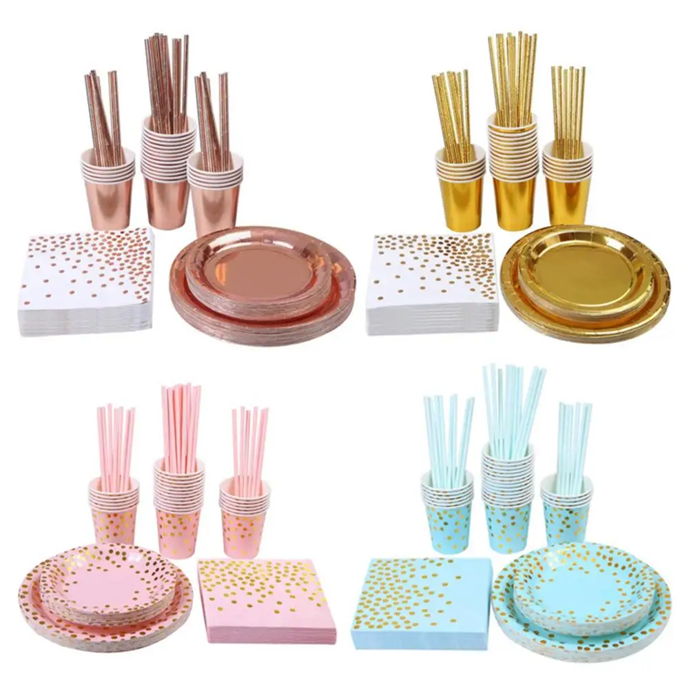

Disposable Plates Paper Cups Straws Party Tableware Bride To Be Decoration Birthday Party Kids Wedding Decor Table Centerpieces