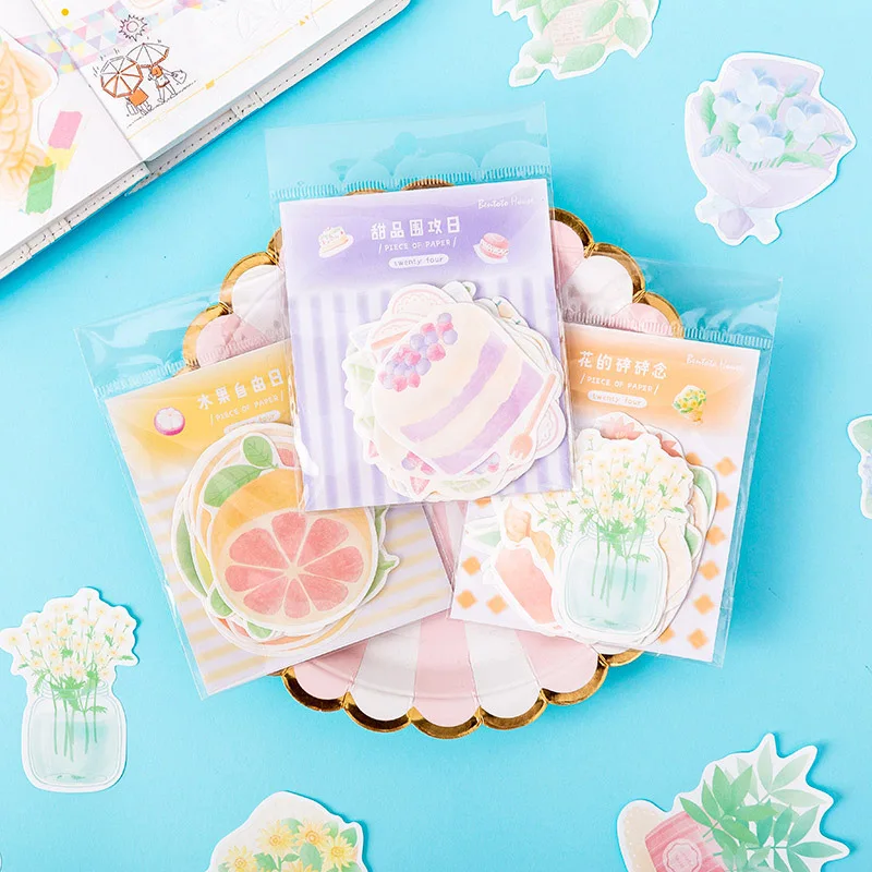 

24Pcs Cute Cake Memo Pads Novely Fruit Sticky Notes Writing Pads For Kids DIY Kawaii Stationery School Supplies