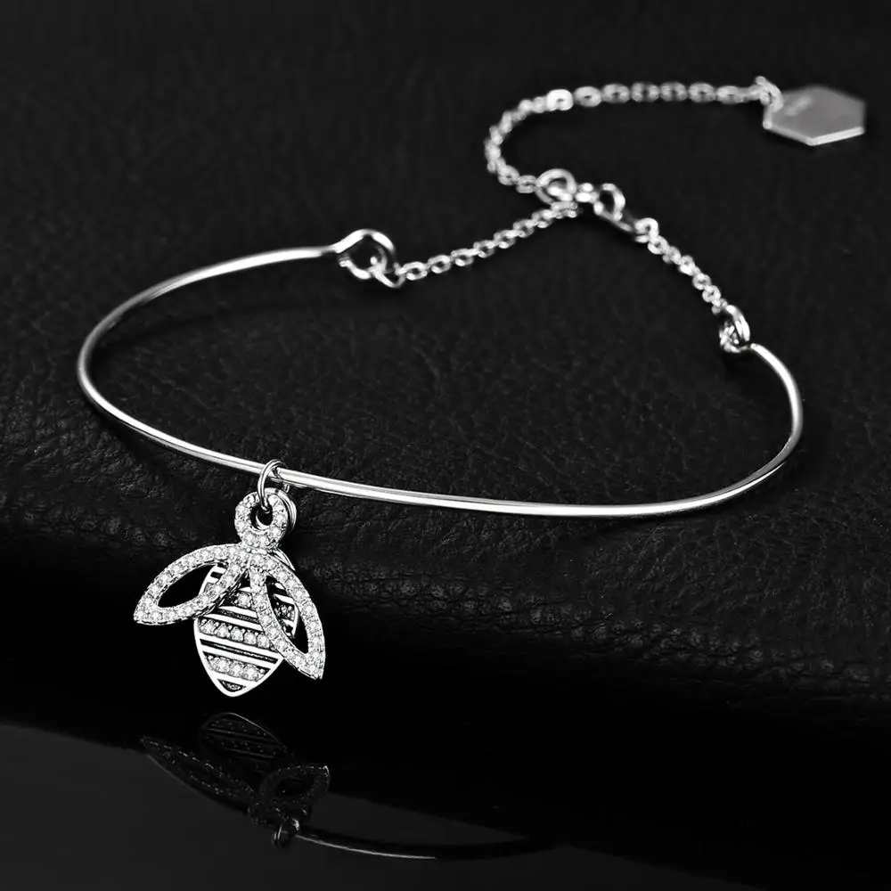 JewelryPalace мёд пчелы кубического циркония Регулируемый ссылка браслеты 925 пробы серебро для женщин Мода Браслеты для вечеринок ювелирный бренд