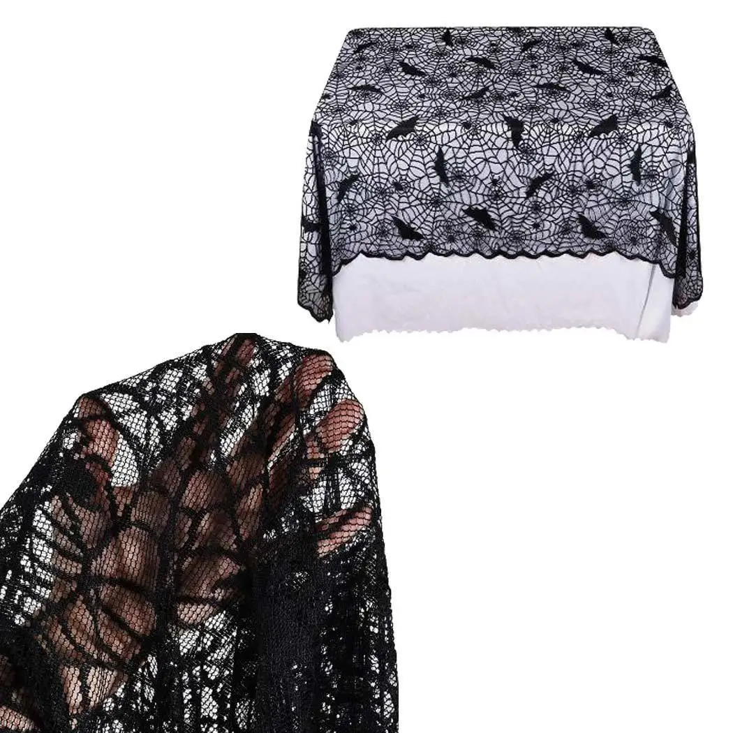 Черная кружевная скатерть для домашней вечеринки на Хэллоуин