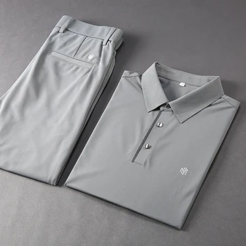 

JSBDTraceless glue-free high end process in summer silk slip lapel quick dry sweat men's casual suit two-piece set