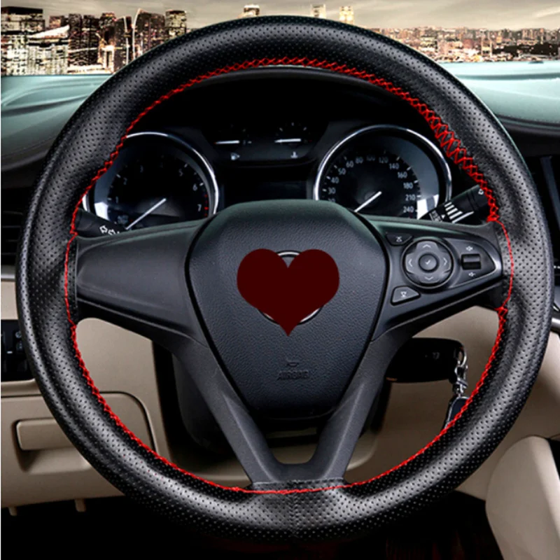 Genuine Leather Car Steering Wheel Cover Universal For Hyundai Solaris