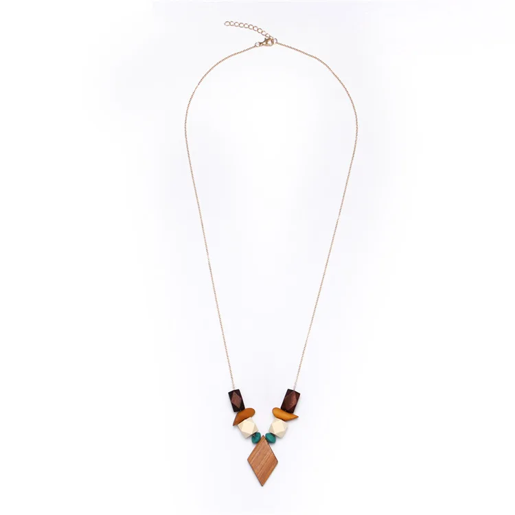 

'S European And American Minimalist Necklace Wood Bamboo Geometry Rhombus Necklace Neck Ring Trend Street Snap Retro Nightclub M