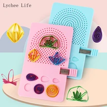 Tabla de papel de Lychee Life hecha a mano, enrollador de guía de cuadrícula de tejer con pines, herramienta de papel para manualidades