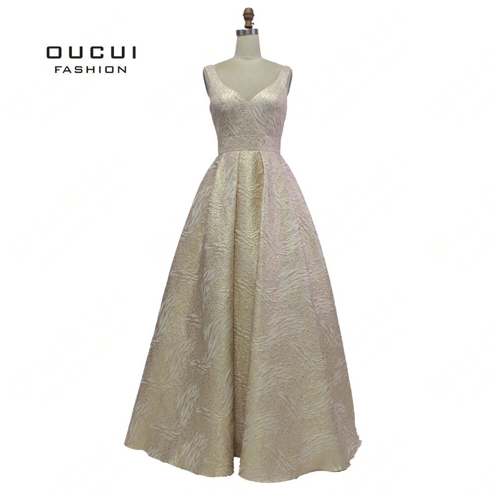 Arabic Formal Evening Dresses Long Robe Soiree Sexy V-Neck Backless Satin Long A Line Gown Prom Dress OL103105
