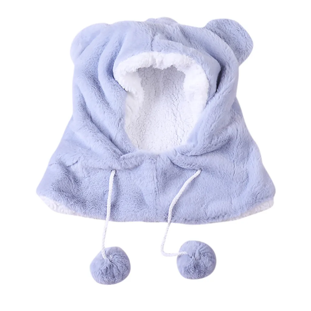 Зимняя шапка для маленьких девочек, Регулируемый шарф, толстая вязаная шапка с ушами, защищающая лицо, шею, шапка sNewborn, реквизит для фотографии, шапка для маленьких девочек