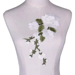Red Flower Embroidery Applique - 3D Clothing Decoration Patch (21)