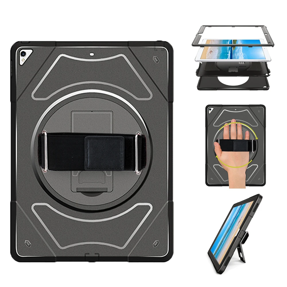 

Miesherk Case for iPad Pro 12.9 inch 2017 2015 A1652 Tablet Protective Cover Shell with Rotating Hand Strap & Kickstand MTL03